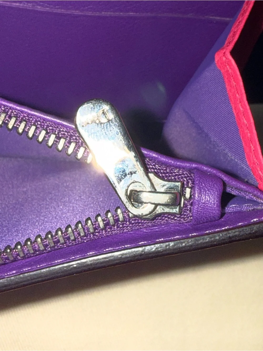 Dior Colorblock Purple & Pink Leather wallet with Dior Charm! Full inclusion!